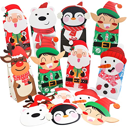 Calendario de Adviento para Rellenar, 24 Bolsas de Papel Navideño con Números Adhesivos, DIY Calendario de Adviento Navidad, Adviento Bolsa de Regalo, Bolsas de Papel Navideño Cover