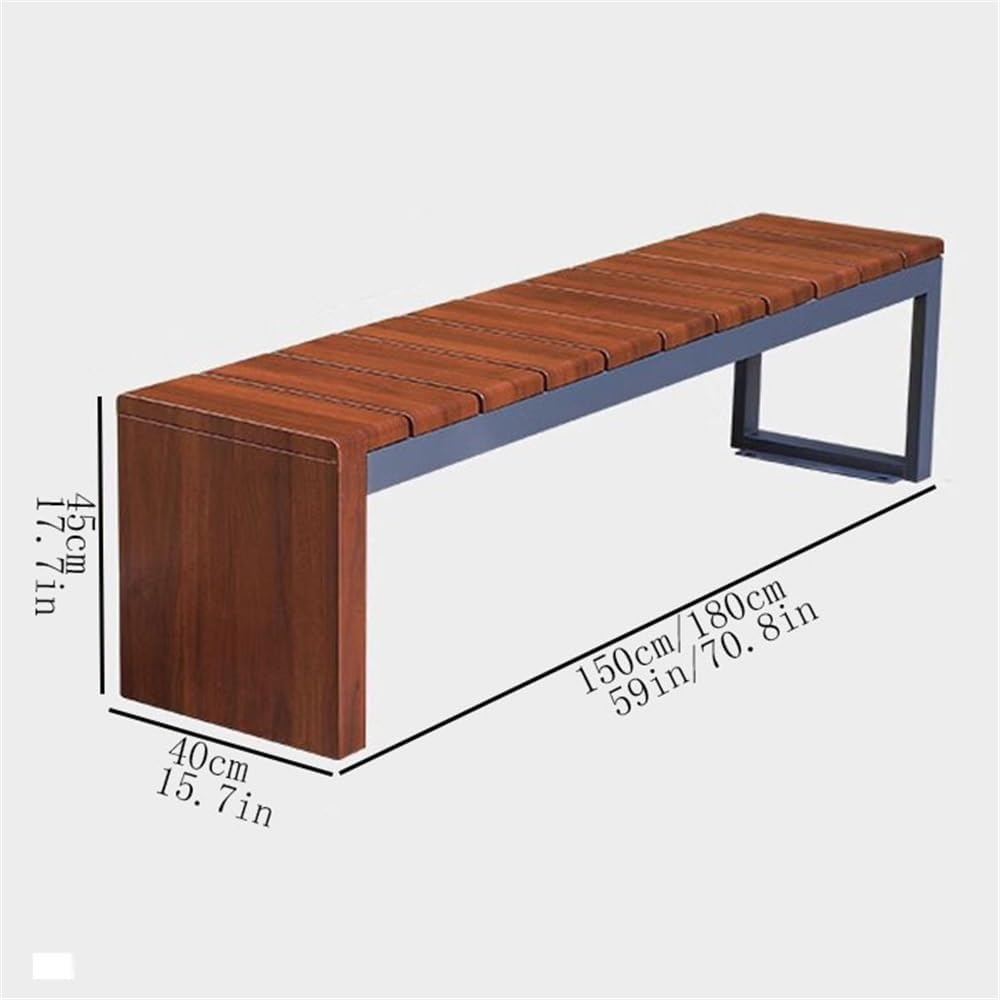 Garden Outdoor Garden Backless Bench, Steel with Wood Grain Park Chair, for Balcony Yard Porch Seating Seat(Medium)