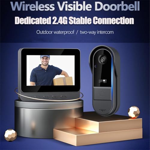 Image of X8 Waterproof Video Doorbell, X8 Smart Video Doorbell, Videos Wireless Door Bell Camera with Monitor, Door Bell Camera Wireless Night Vision with 4.3 inch HD Monitor, Two-Way Audio (wiht Screen)