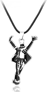 GAUEIOUR Michael Jackson Dance Logo Souvenir Necklace,World Dance King Alloy Pendant Cool Necklace,Classic Action Style Fashion Retro Necklaces