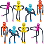 8 PCS Jouet robot de coupe d'aspiration, Mini Figure d'action de robot, Jouet de voyage fidget à inclinable, Tubes Pop changeants de forme, ADHD Autisme jouet sensoriel, enfants garçons filles