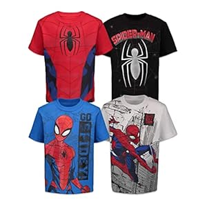 Marvel Spider-Man 4 Pack Pullover T-Shirts Toddler to Big Kid