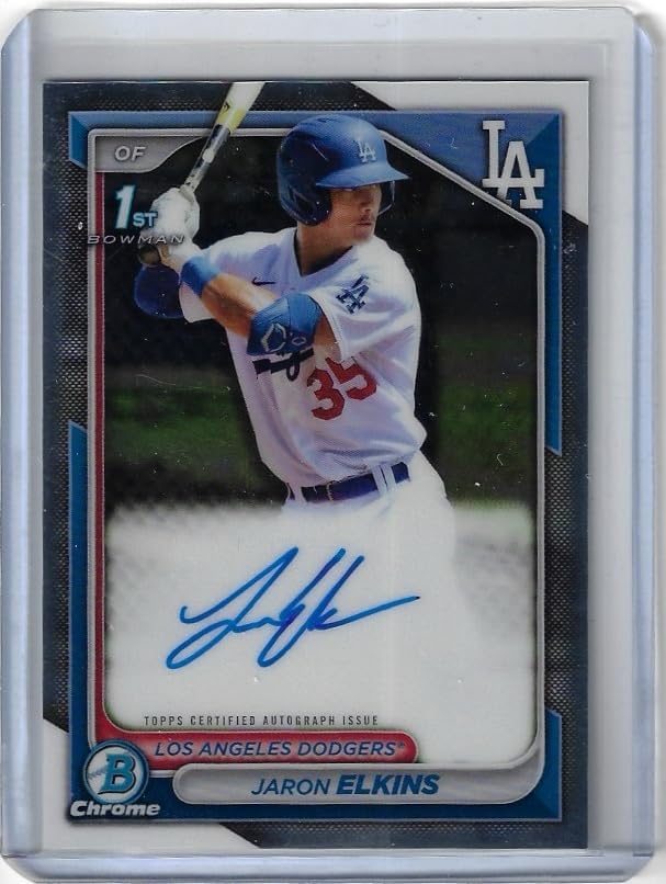 Jaron Elkins Autographed 1st Bowman Paper Prospects Rookie Autograph Collectible Baseball Card - 2024 Bowman Baseball Card #CPA-JE (Dodgers)