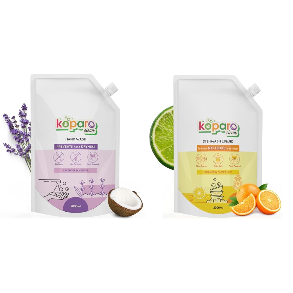 Koparo Handwash Liquid | Natural Handwash Refill Pack 2 Litre | pH Balanced Germ Protection | Lavender Fragrance | Infused With Tea Tree Oil And Glycerin | Safe For All Skin Types & Organic Dishwash-image-27