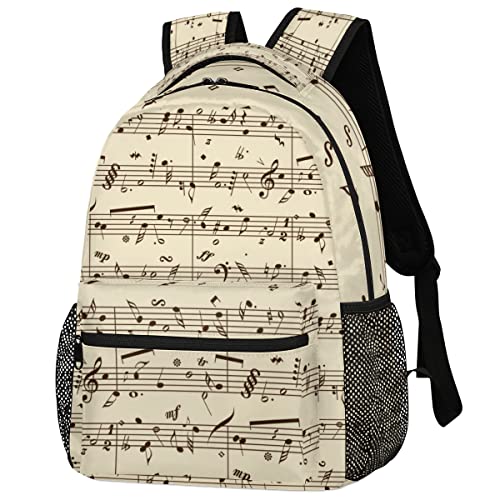 Mochila escolar con puntuación de notas musicales, bolsa de hombro para laptop, mochila de viaje para mujeres, adolescentes, niños y niñas, Música, 11.4(L)×8(W)×16(H)inch