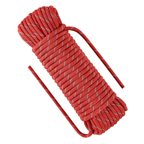 NorthPada 10mm 30 Meter Cuerda de Escalada Cuerda Marina Cuerda de Anclaje Cuerda de Barco Cuerda de Rappel Cuerda de Flotación Cuerda de Columpio de árbol Cuerda Estática Rojo