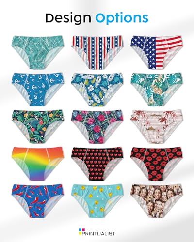 Custom Face Men's Swim Briefs - Add Your Face & Text to Red, White, Blue American Flag Swimsuit - Funny Briefs for Men, S-3XL3
