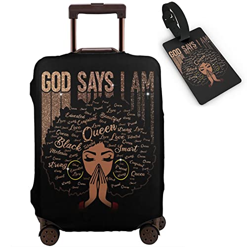 Travel Suitcase Protector African American Woman Elastic Protective Washable Luggage Cover With Concealed Zipper Suitable For 18-32 Inch (L (for 25--28 inch luggage))