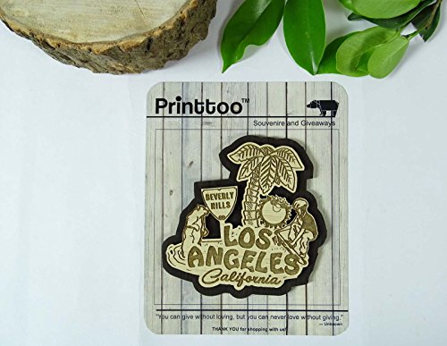 Printtoo Los Angeles Wood Engraved Wooden Fridge Magnet Souvenir Gift #TOP2