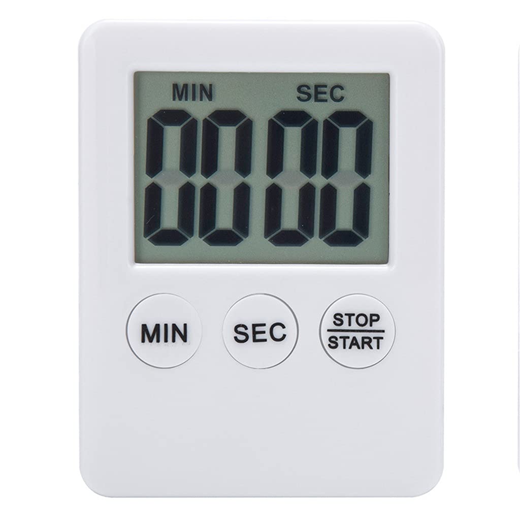 Superdünner Küchentimer mit digitalem LCD-Bildschirm, quadratisch, Countdown-Funktion, Alarm, Magnetuhr(Wit)