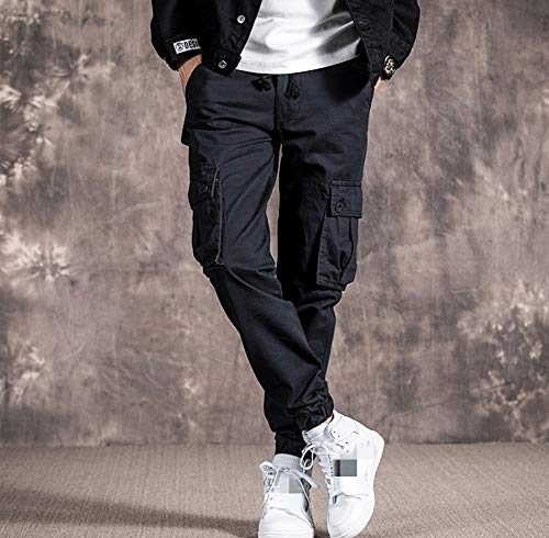 Mens Casual Cargo Jogger Elastic Waist Hip Hop Punk Cargo Pants with Multi-Pockets2