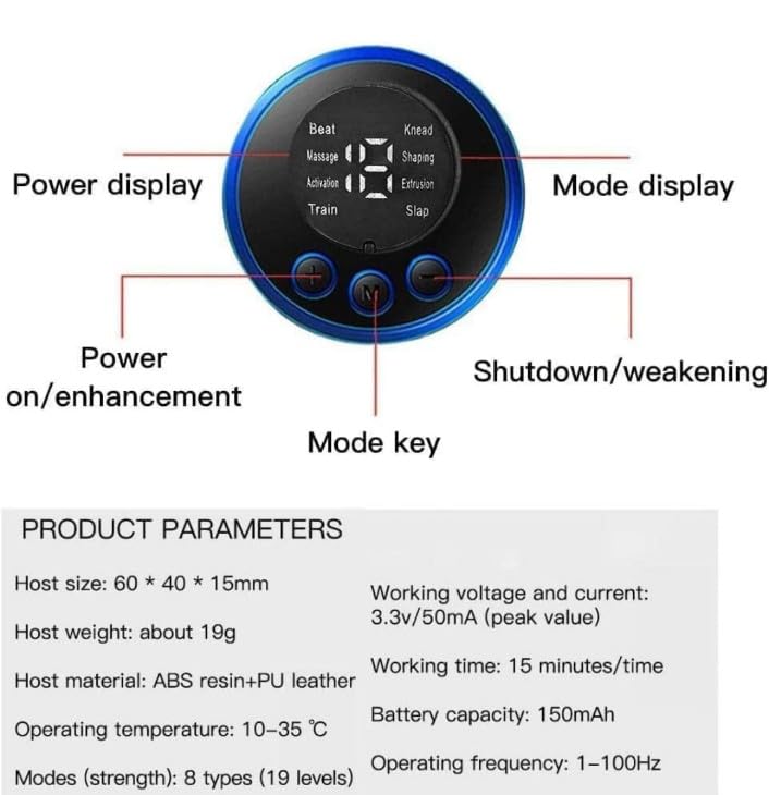 REBONICX Full Body Mini Butterfly Tens Massager With 8 Modes, 19 Levels Electric Rechargeable Portable EMS Patch For Shoulder, Neck, Arms, Legs, Neck, Men/Women, Black REBONICX Full Body Mini Butterfly Tens Massager With 8 Modes, 19 Levels Electric Rechargeable Portable EMS Patch For Shoulder, Neck, Arms, Legs, Neck, Men/Women, Black