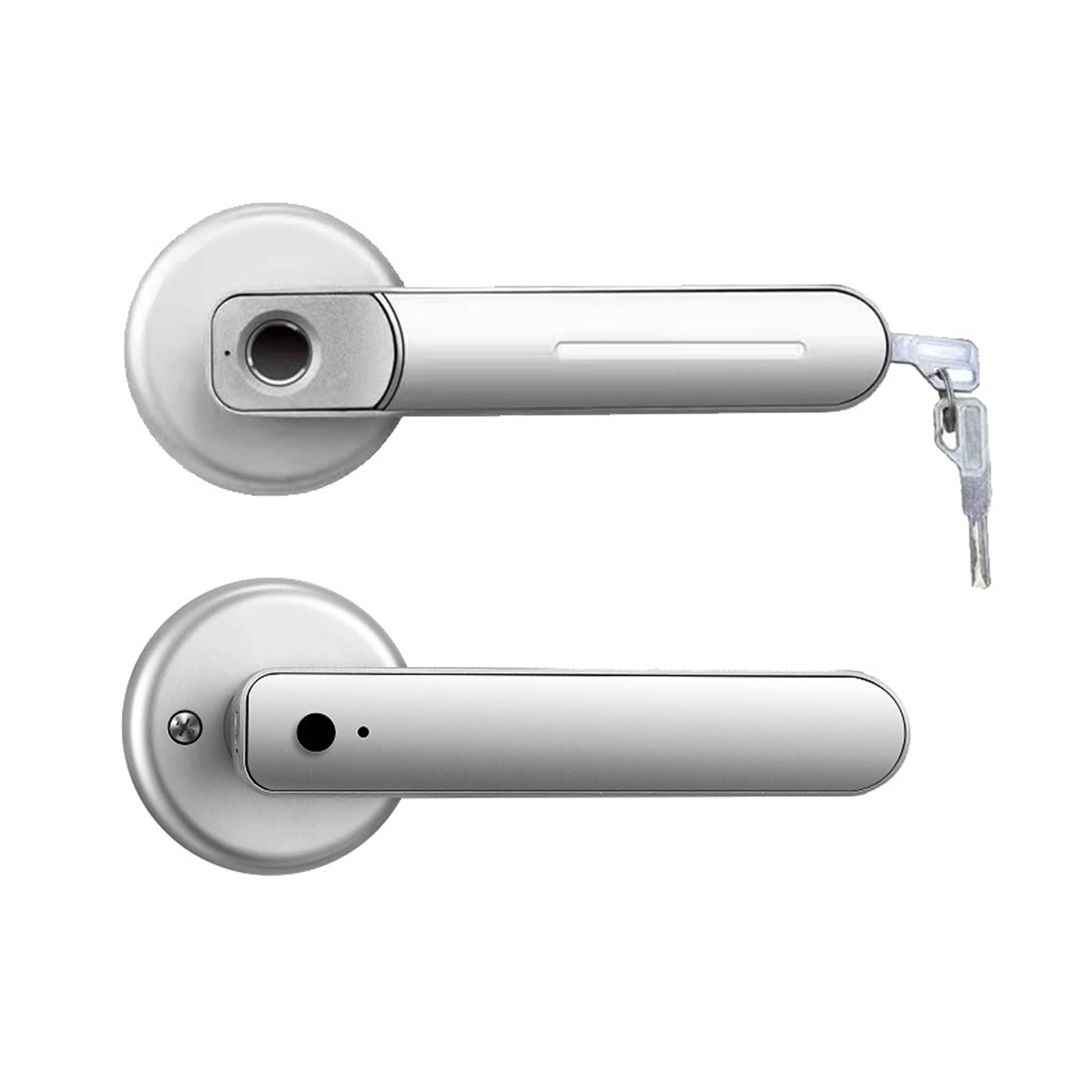 Serratura Smart TTLock APP Smart Finrprint Lock Serratura For Porta Biometrica Elettrica 20 Utenti Con Chiave For Interni Domestici Utilizzati Porta Casa Ufficio Appartamento(Silver TTLock)