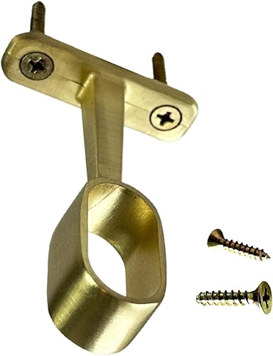 Desunia Soporte medio ovalado para barra de armario, latón satinado, 1 paquete Colgador medio