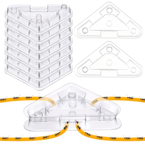 Image of Qualirey Ant Bait Stations Reusable (Bait NOT Included), Multi Surface Ant Killer Trap for Home Control for Indoor and Outdoor Roach Station for Common Household(Triangular,Clear,8 Set)
