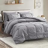 Maple&Stone Gray Comforter Sets for Queen Bed - Grey Bedding Sets Queen, Bed Set 7 Pieces with Sheet, All Season Grey Bed in a Bag 88x88 inches