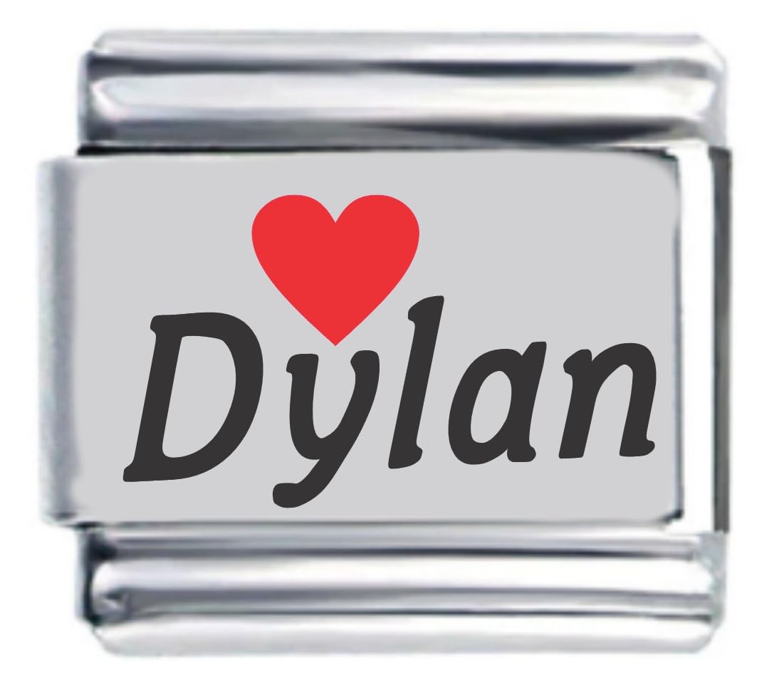Clearly Charming Dylan Red Heart Laser Name Italian Charm Link