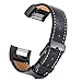 bayite Leather Band for Fitbit Charge 2, Black with line, 5.5" - 7.1"