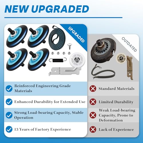 Image of Dryer Roller Replacement Kit for Samsung Dryer Repair Kit Compatible with Samsung Dryer Parts, DC97-16782A Dryer Roller, DC93-00634A Dryer Idler Pulley, 6602-001655 Dryer Belt, DV42H5000EW /A3 Parts