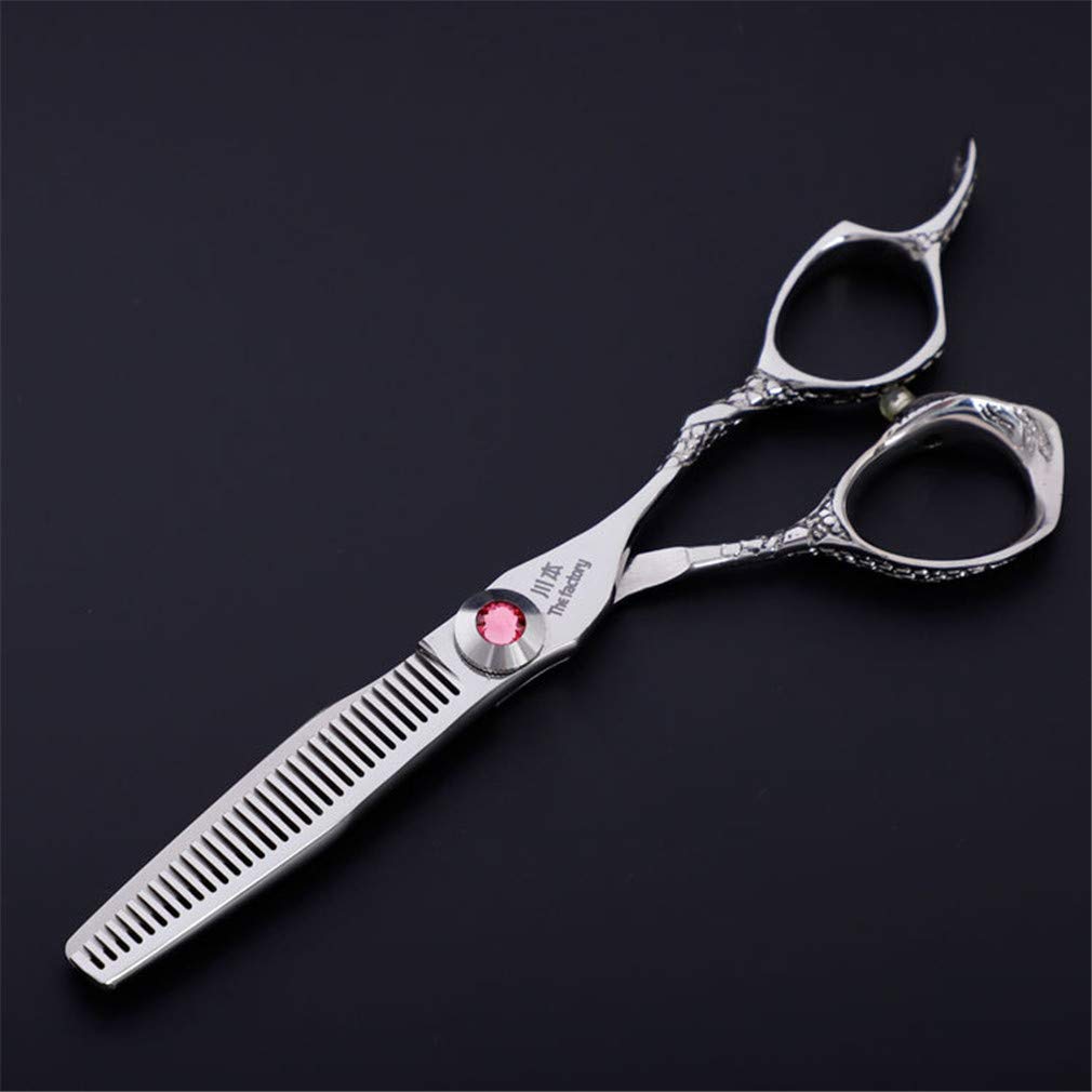 Professionelle Haarschneideschere 6,0 Zoll (Silber), Friseurscheren-Set (Gerade Scheren + Zahn Schere), Für Friseurbedarf, Durchforstung, Home Use, Salon