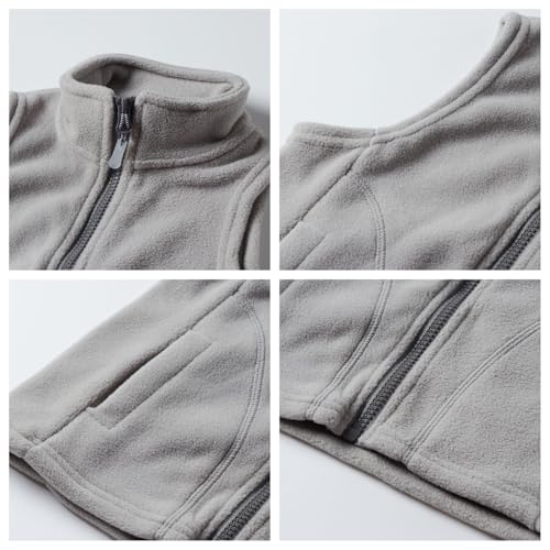 Image of Mud Kingdom Boys Girls Polar Fleece Vest Jacket Ligntweight Plain Vest Full Zipper Sleeveless