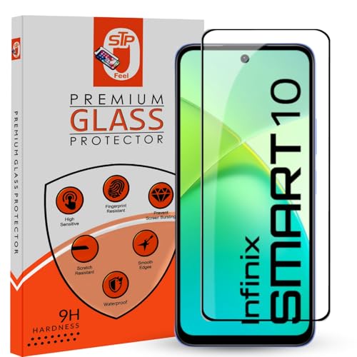 Image of Premium HD+ Tempered Glass Screen Protector Guard Compatible For Infinix Smart 10 5G (6.67 Inch, Pack of 1) | Edge to Edge Coverage With Easy to installation kit for Smartphone