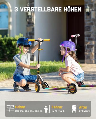 FanttikRide C9 Apex Electric Scooter for Kids 8-12, Adjustable Handlebar Height for Riders 3.9-5.2 ft, 132 lbs, Up to 40 mins Continuous Time, 3 Speed Mode 5/8/10 MPH, Bluetooth Music Speaker
