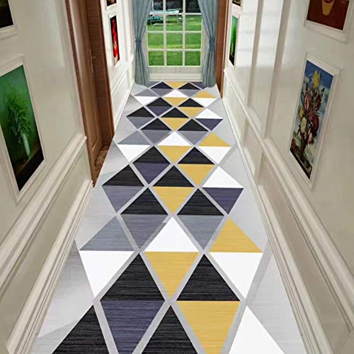 Alfombras de pasillo largo multicolor patrón de triángulo y felpudos de entrada 3