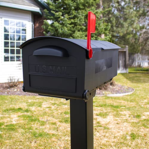 Architectural Mailboxes Patriot Large Capacity, Plastic Post Mount Mailbox, Black #TOP4