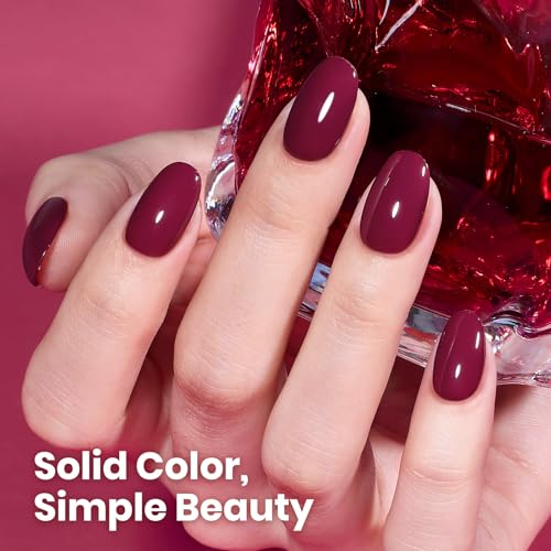 Image of Beetles Burgundy Red Gel Polish - Classic Deep Wine Red Soak Off UV LED Burgundy Gel Nail Polish with Same-Color Bottle, Long Lasting for Salon & Home Manicure Fall Nails Art