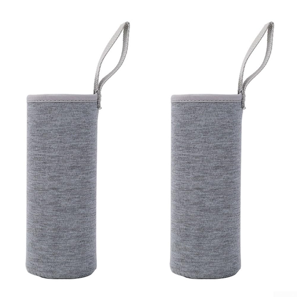 2-Pack Insulated Water Bottle Thermal Sleeve Cover for 550ml/750ml/1000ml/1500ml Bottles – Stretchable Scuba Fabric, Scratch & Resistant, for Camping, Hiking, Travel(550ML Grey)