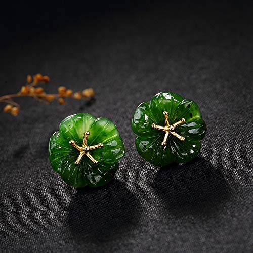 Boucles d'oreilles jaspe Hetian argent 925 anti-allergie haute qualité