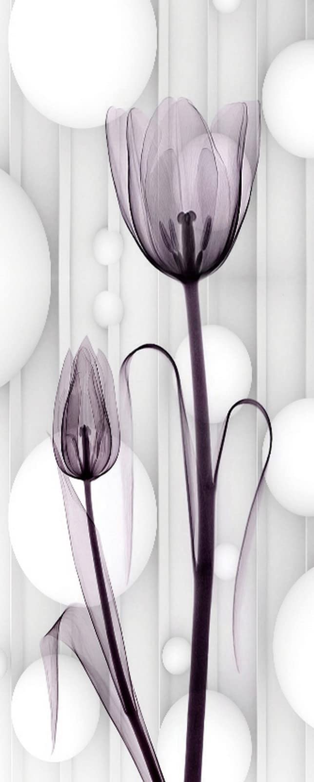A.Monamour 3D Door Stickers for Interior Doors X-Ray Tulip Flowers Background Vinyl Removable Self Adhesive Door Poster Wallpaper Mural Decals for Bedroom Office Bathroom 85 x 200 cm