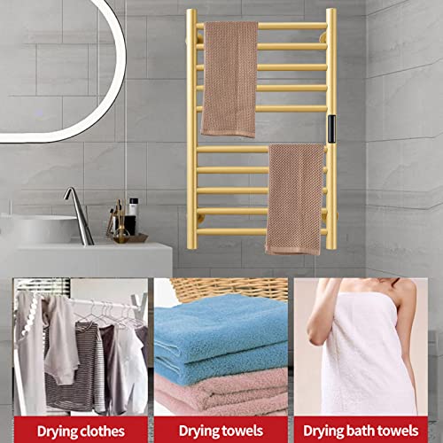 Ewdphw Electric Towel Warmer Radiator Gold Bathroom Accessories, Built-In Timer Temperature Control 10 Bars Electric Heated Towel Racks For Bathroom Stainless Steel Towel Warmer Drying Rack, Plug In #TOP1