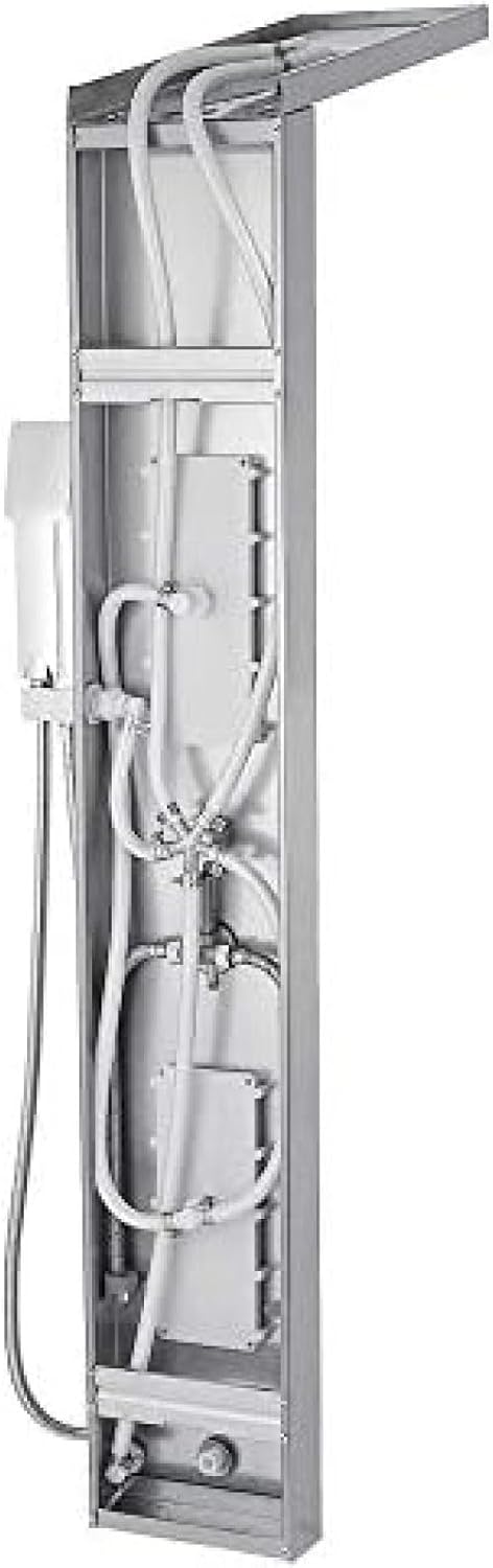 Rainfall Shower Panel Tower Stainless Steel Multi-Function Shower Panel Suit with Body Massage Jets Tub Resort