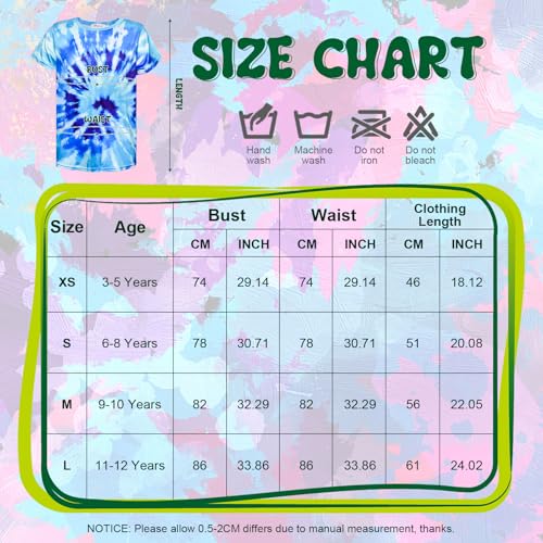Image of Boys Tie Dye Shirts 3-12 Years Hippies Crewneck Kids Short Sleeve Tee