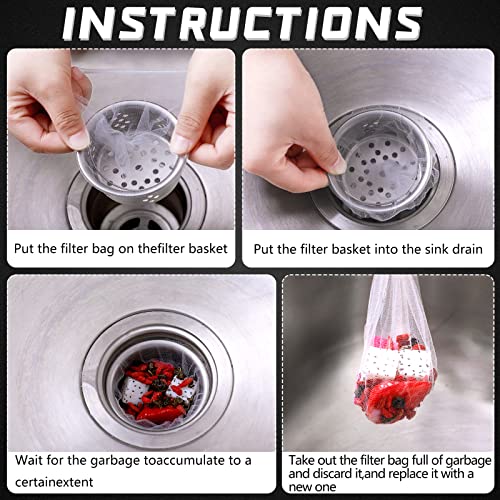 500 Pcs Disposable Mesh Sink Strainer Bags, Kitchen Sink Strainer Filter Mesh Bag Anti Clogging Elastic Kitchen Sink Strainer Mesh Trash Bag, Fits Most Sizes Of Sink Strainer (3.9 X 4.3 Inch) #TOP2