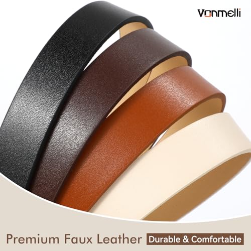 Image of VONMELLI 4 Pack Womens Thin Leather Belt Skinny Waist Belts for Women Fashion Jeans Dress with Gold Buckle