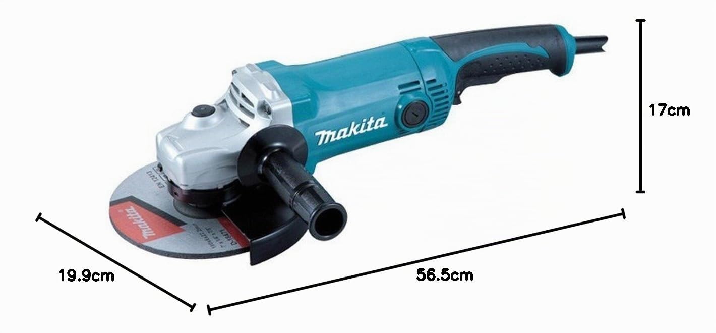 Makita GA7050 GA7050-Amoladora 180 mm 2000W 8500 RPM 4.6 kg sin BLoqueo interruptor, Nero, 436 mm
