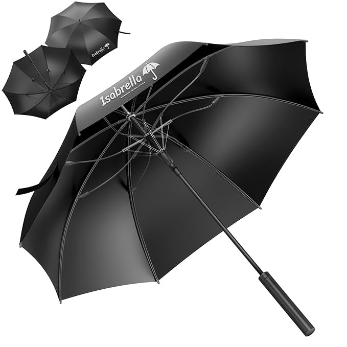 Image of ISABRELLA Umbrella for Rain Big Size, Windproof Umbrella for Men 54 Inch Automatic Open for Heavy Rain and Wind UV Protection Large Size for Family Suitable for Sunny & Rainny
