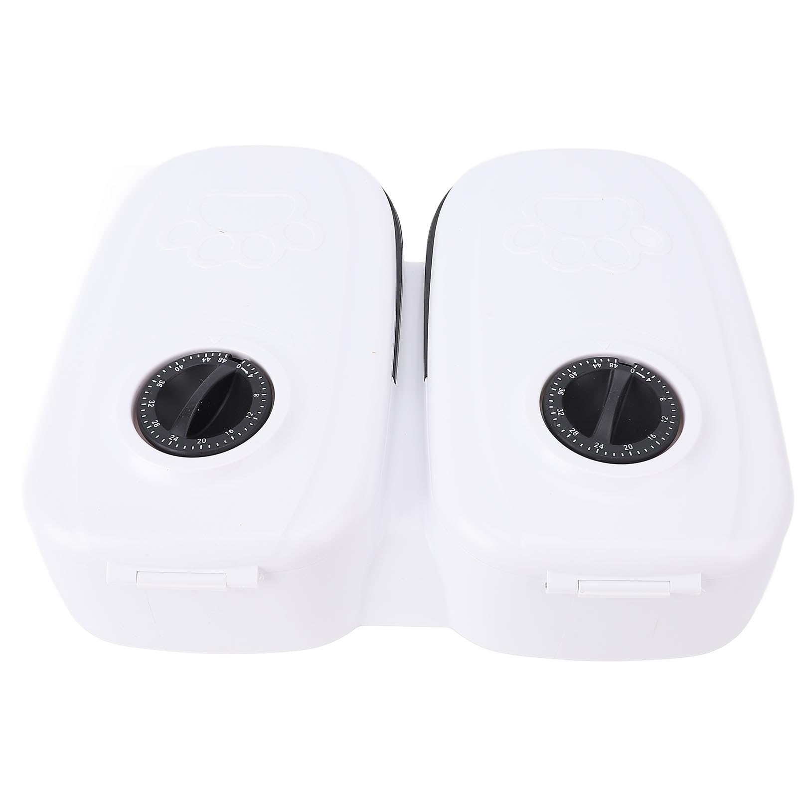 Generic Alimentatore Automatico per Cani e Gatti per 2 Pasti Alimentazione Temporizzata Fondo Antiscivolo Cibo Secco Umido Ciotole Separate Dispenser di Cibo per Animali Domestici per Programma di