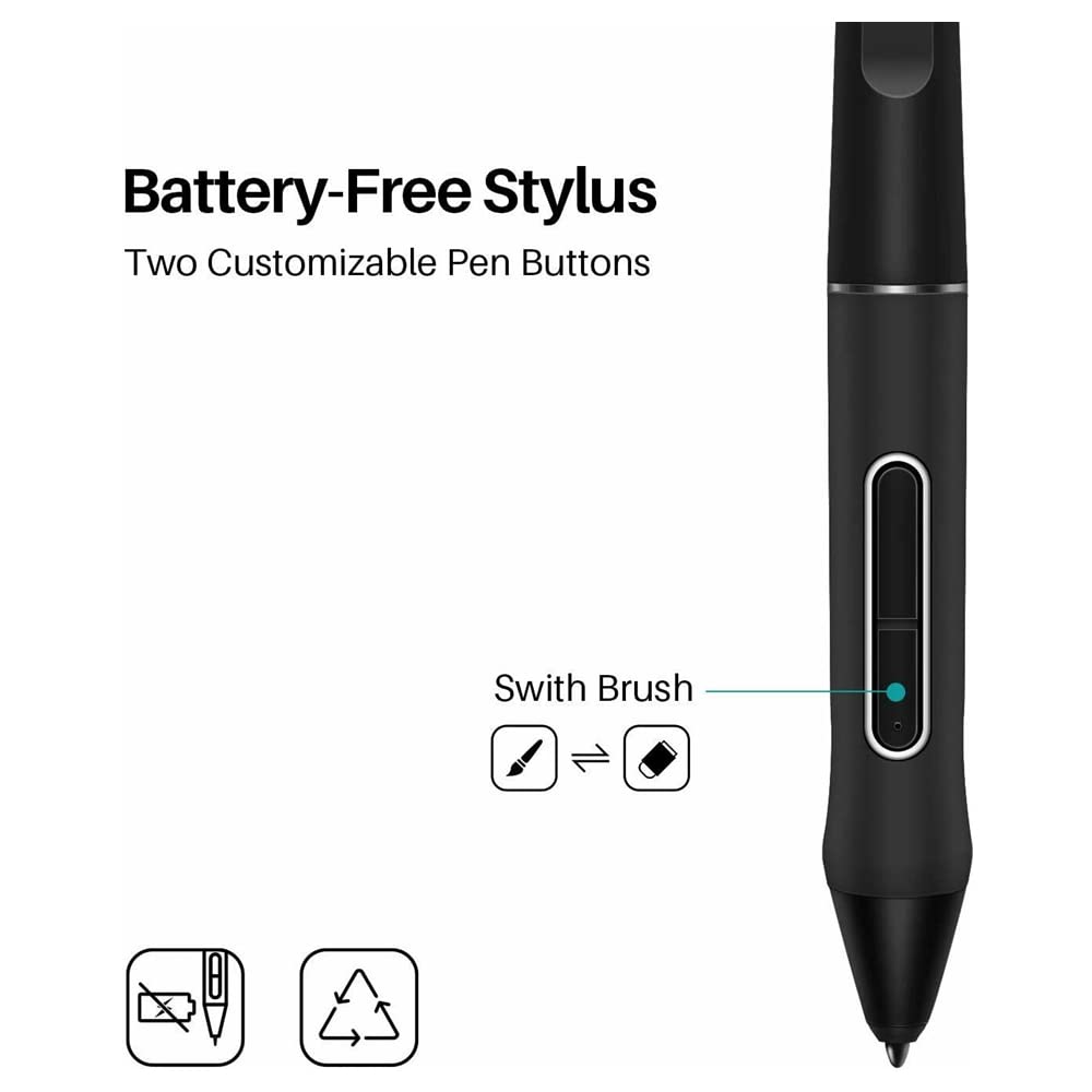 PW517 Stylet sans Pile Compatible avec Kamvas 13/Kamvas 22/Kamvas 22 Plus/Kamvas Pro 24, 8192 Niveaux Stylet Numérique pour Tablette Graphique avec 2 Clés Express