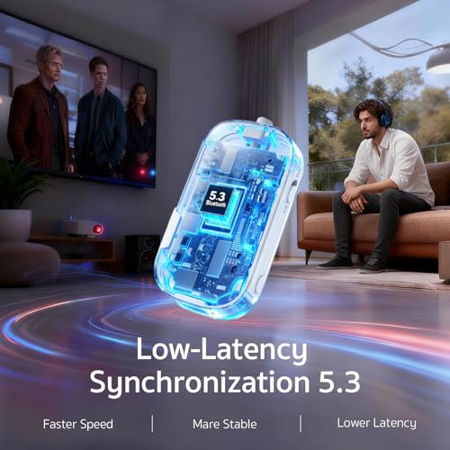 [Upgraded] Bluetoothtransmitter 5.3 Receiver With Oled Display | Dual Connection & Low Latency | 2-In-1 Wireless Aux Bluetooth Adapter For Tv, Airplane, Headphone, Airpods, Speaker, Car - 2