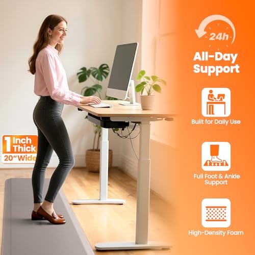Image of Kitchen Mats for Floor, 1 Inch Extra-Thick Kitchen Rugs, Waterproof & Non-Slip Anti Fatigue Mats, Comfort Standing Desk Mat for Kitchen Floor, Sink, Home, Office (20 inch X 72 inch, Khaki)