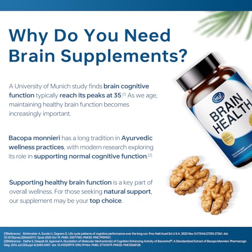HUJ Brain Health - Brain Supplements for Memory and Focus - Brain & Nervous System Health Support with Bacopa, Phosphatidylserine, Ginkgo Biloba, Rosemary, Walnut Peptide, Nervonic Acid - 60 Capsules - Image 5