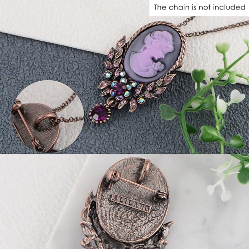 Image of Alilang Vintage Inspired Crystal Rhinestone Victorian Lady Cameo Brooch Pin Maiden Flower Pendant