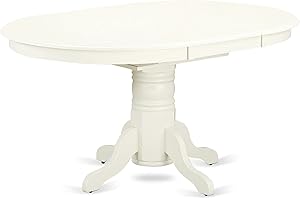 East West Furniture AVT-LWH-TP Avon 42x60 Inch Farmhouse Round Dining Table For Family Feast
