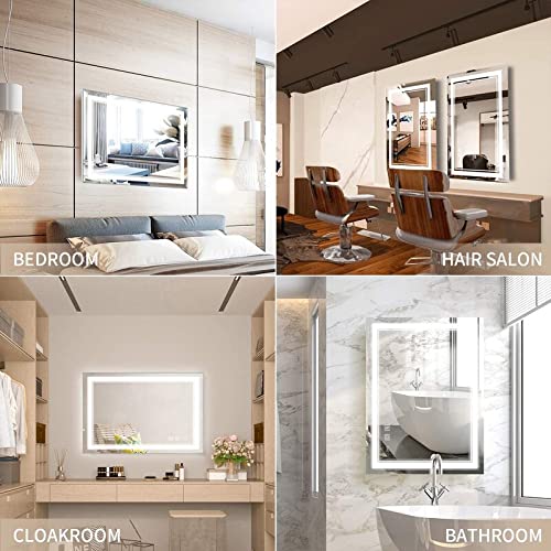 Image of LED Bathroom Mirror with Light 3 Color Mode (Warm /Natural /Cool), Anti-Fog Wall Mounted Smart Mirror, Touch, Vanity Mirror for Bathroom & Dressing Room (60 x 100 CM)