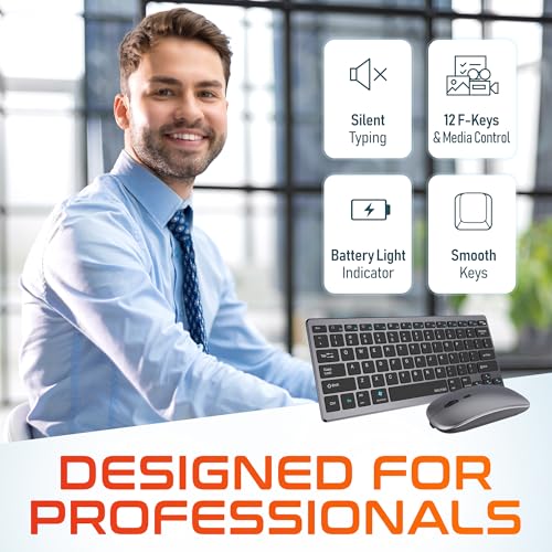 Delton N35 Portable/Travel/Small Wireless Keyboard and Mouse Combo - Bluetooth & 2.4GHz, 3 Adjustable DPI (800/1200/1600), Compatible with PCs, laptops, macOS, and iOS - Black - Image 4