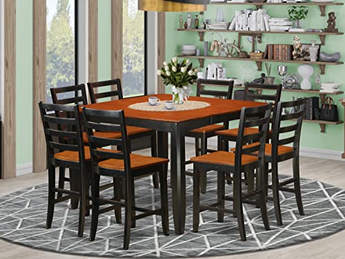 East West Furniture Fair9-Blk-W Dining Room Table Set, 9-Piece #TOP7